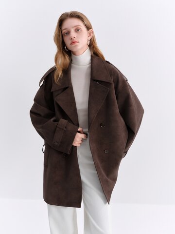 WD_Suede belted half coat