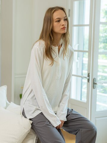 MJ_Zipper home long sleeves top_2color