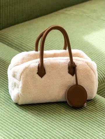 Mila Fur Tote Bag_Beige