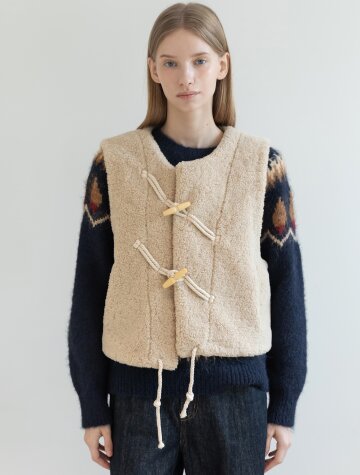 Fur Crop Vest_Beige