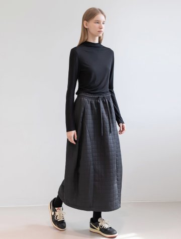 Quilting Balloon Banded Skirt_Black