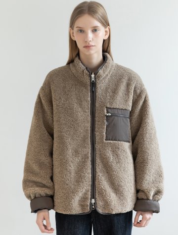 Over-fit Reversible Fleece Zip-up Jumper_2color