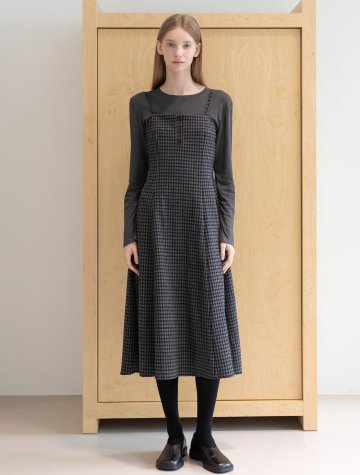 Layered Check Dress_Gray