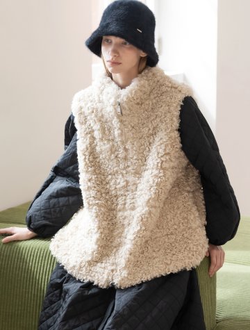 Fur Zip-up Vest_2color