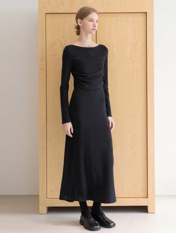 Boat neck Slim Dress_2color