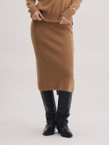 캐시미어100% 제이드 미디스커트_SSK231001