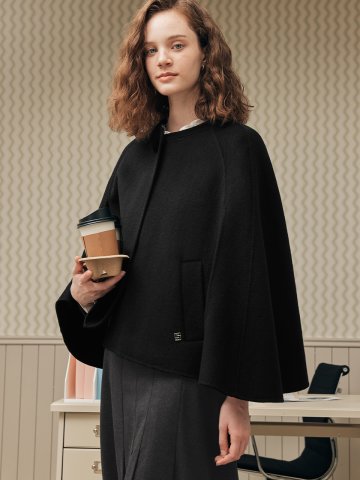 핸드메이드 케이프 코트 / 블랙
