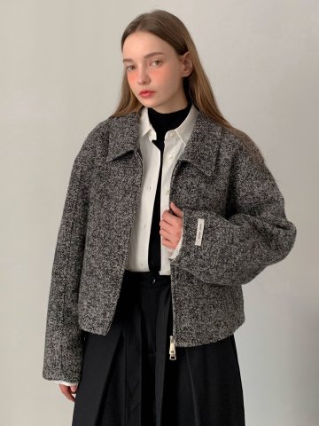 핸드메이드 울 카라 투웨이 집업 자켓