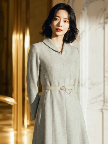 글리터 칼라넥 플레어 원피스 