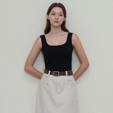 SQUARE SLEEVELESS KNITWEAR_BLACK