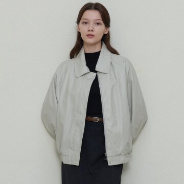 SOFT GLOSS LEATHER BLOUSON_LIGHT GREY