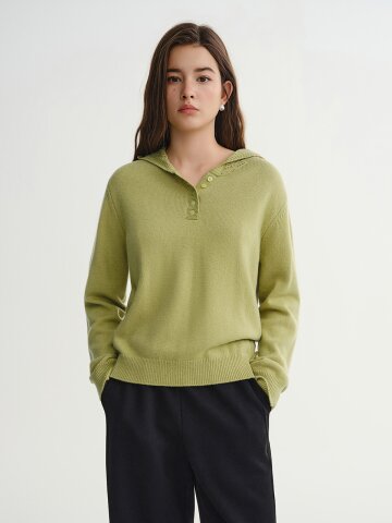 AR_Crochet hooded knit sweater_GREEN