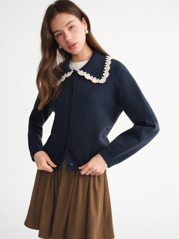 AR_Lace collar cardigan_NAVY