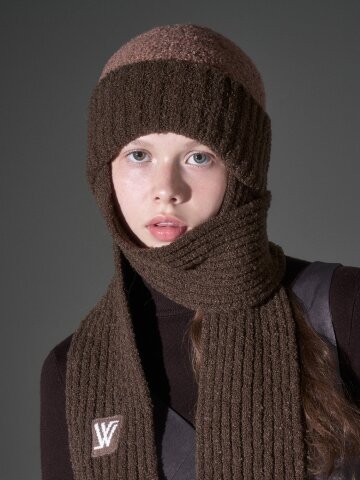 투톤 울 부클 머플러 비니 부르스 (3 colors)