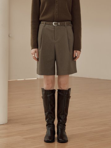 르제로 벨트 버뮤다 팬츠 / 브라운
