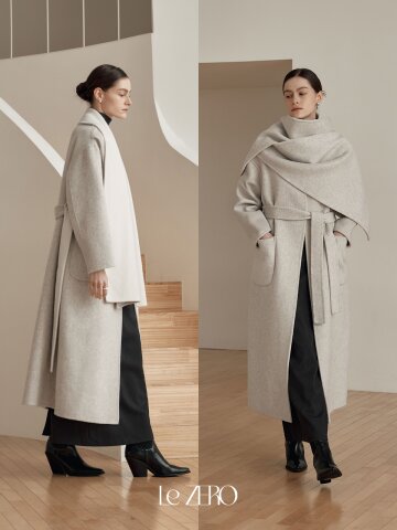 [2컬러] 르제로 울 맥시 숄 코트

