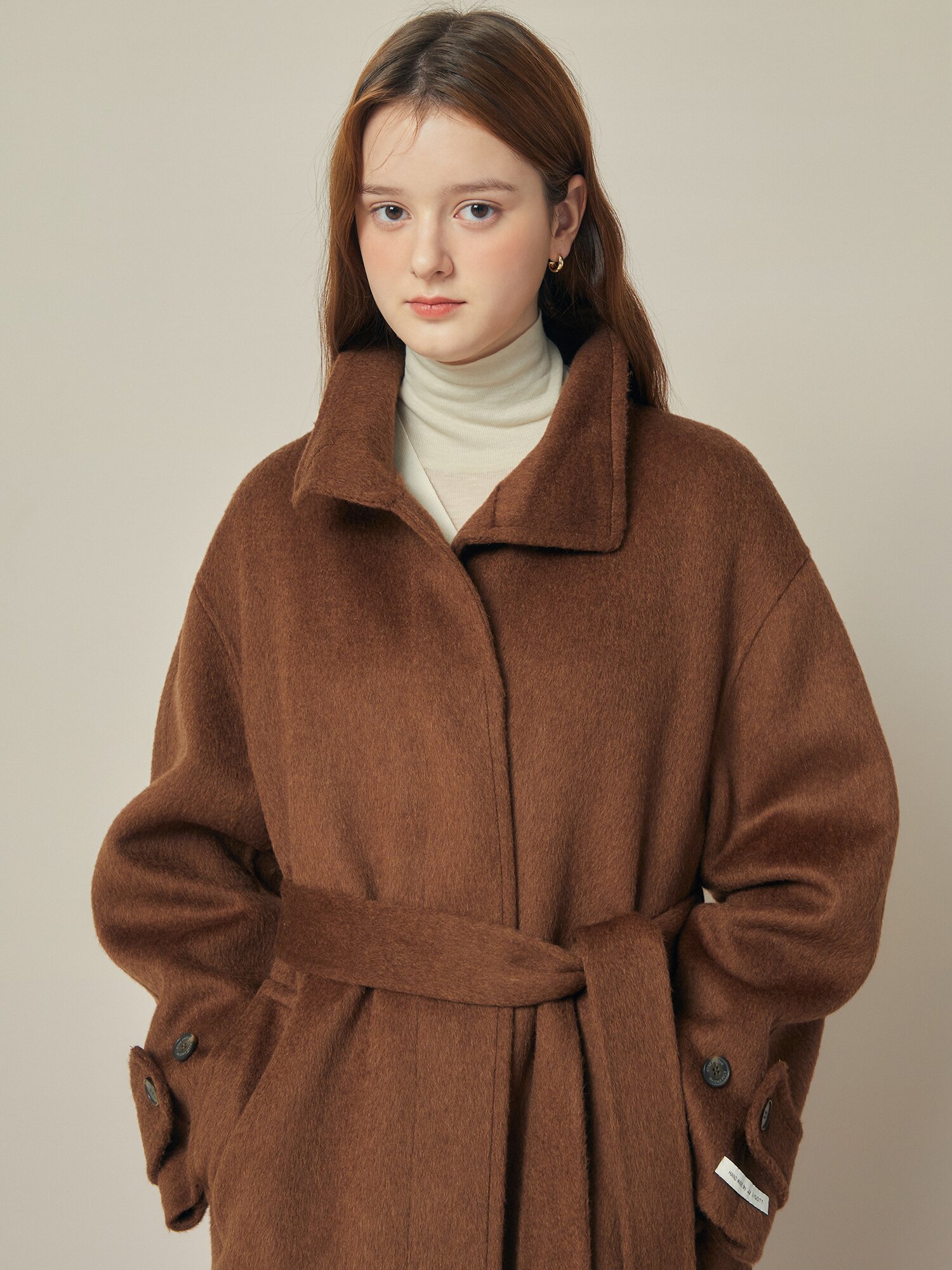 울 카멜 블렌드 핸드메이드 코트 (BROWN)