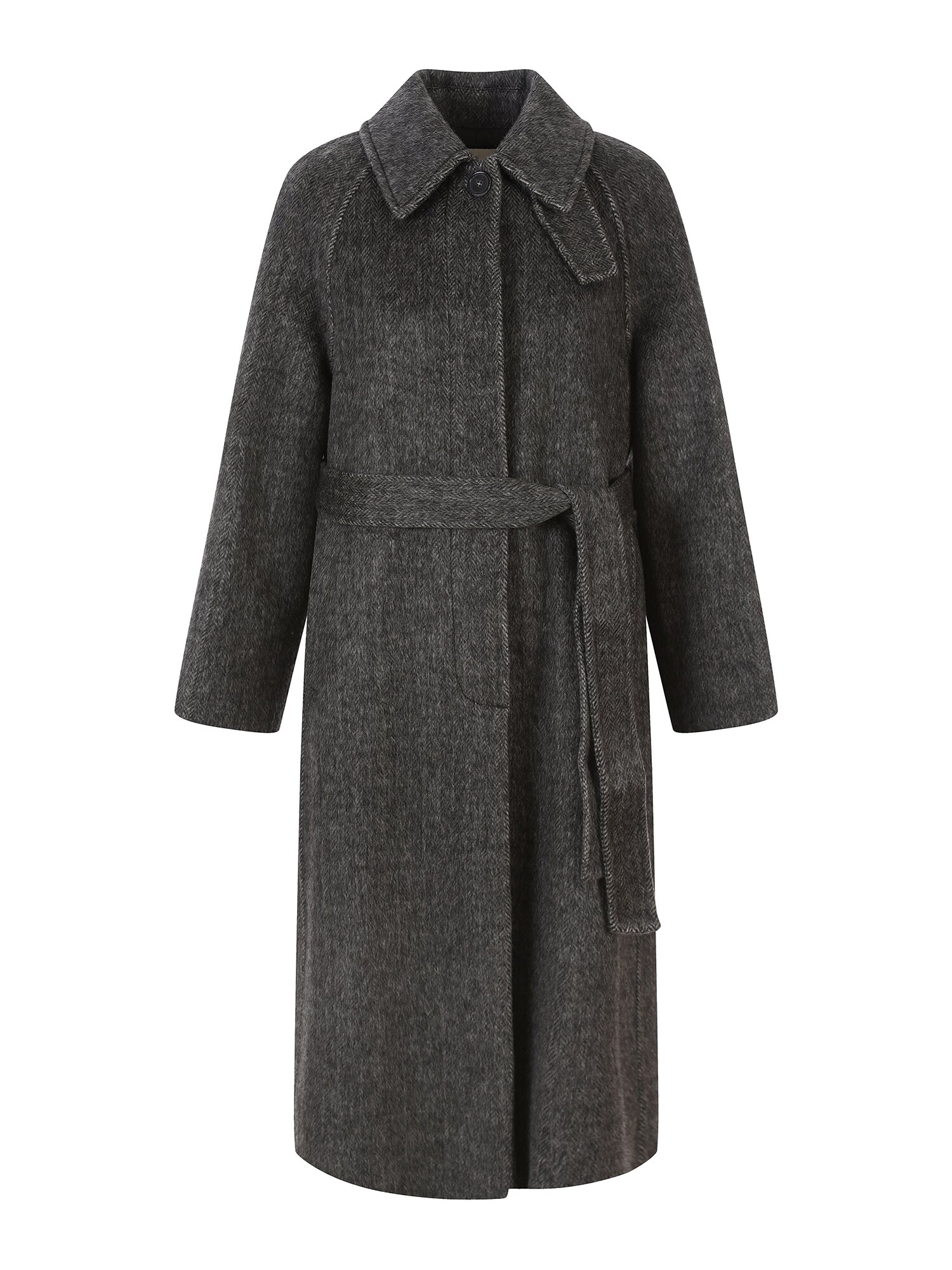 울 캐시미어 벨티드 핸드메이드 코트 (DARK GREY)