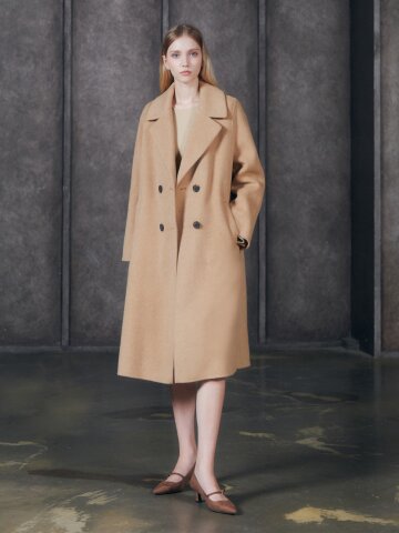 울 캐시미어 더블 브레스티드 코트 