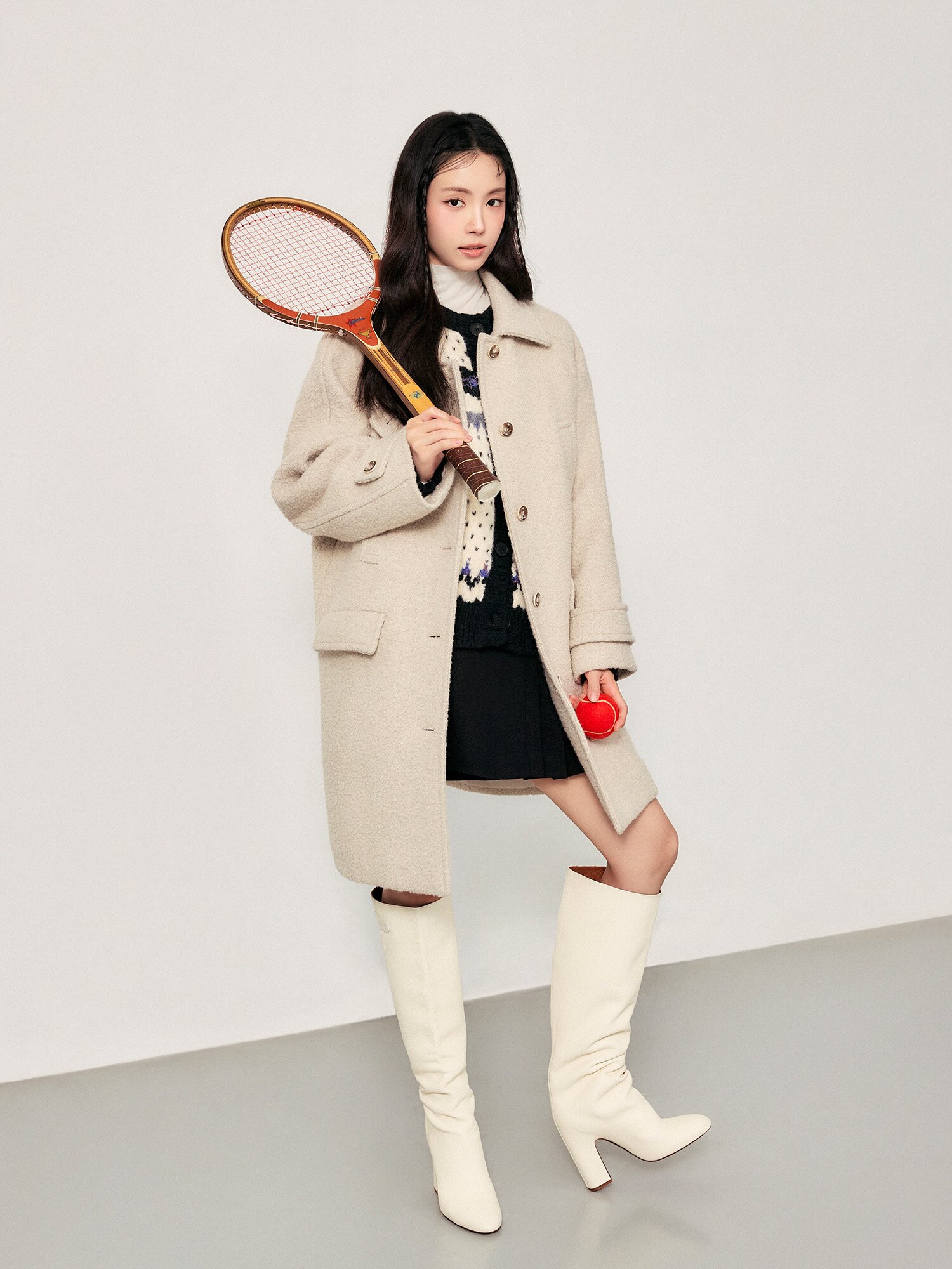 알파카 블렌드 발마칸 코트 (CREAM)