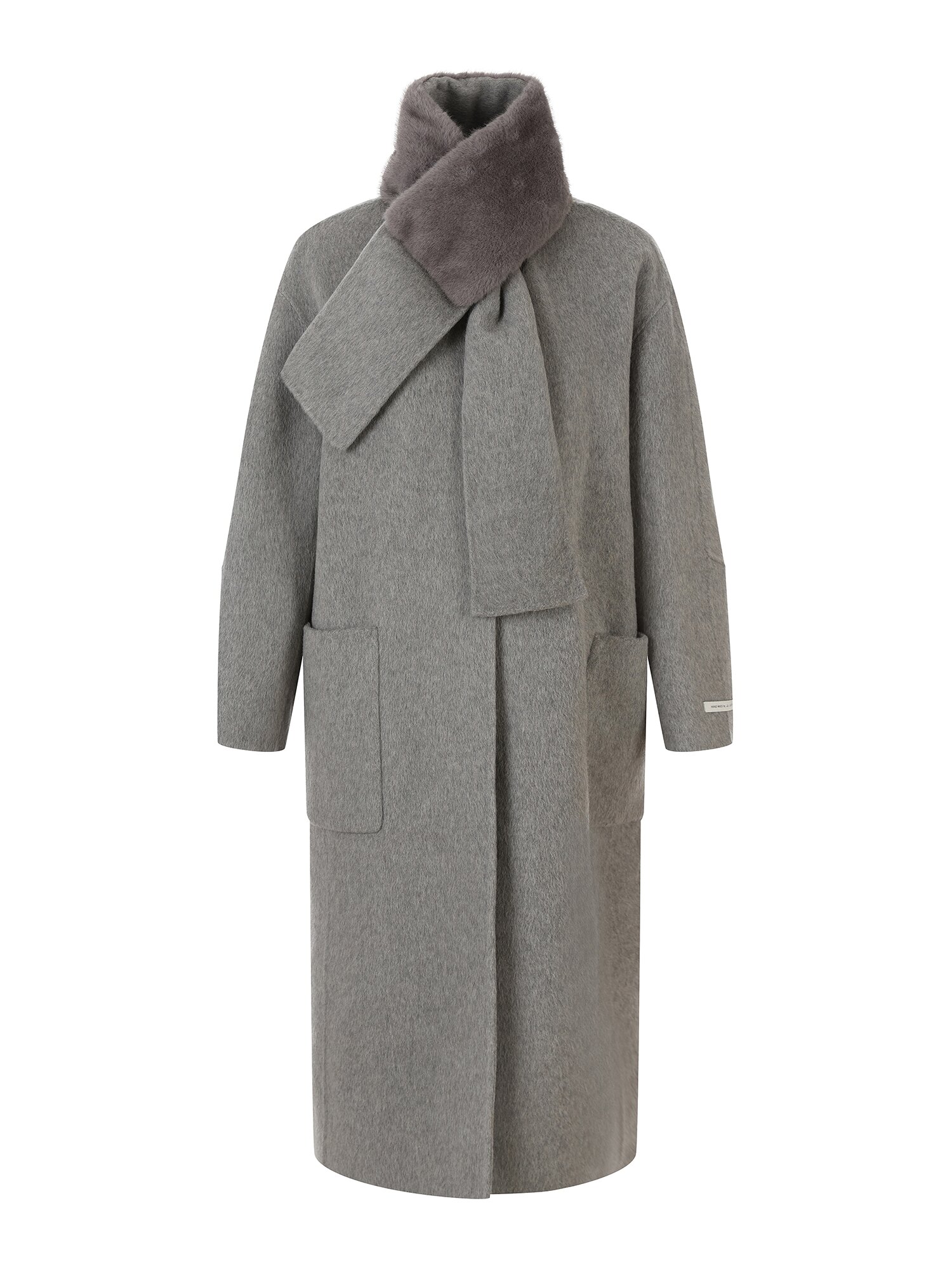 울 카멜 머플러 핸드메이드 코트 (MELANGE GREY)