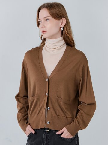 [케이미에르] 베이직 V넥 포켓 가디건