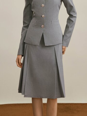 YY_Contrast waist skirt