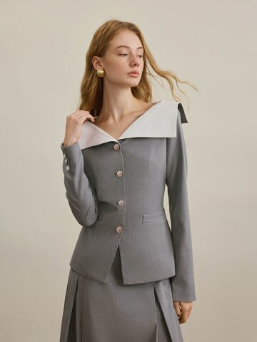 YY_Contrast collar jacket