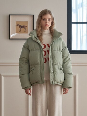 BASIC HOODED PADDED JUMPER_MINT