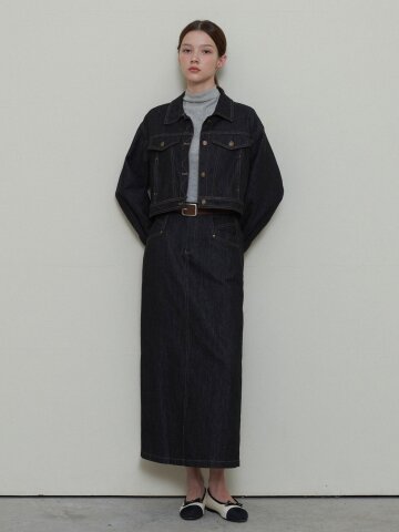 STANDARD POCKET JACKET + H-LINE SKIRT SET-UP_DARK BLUE