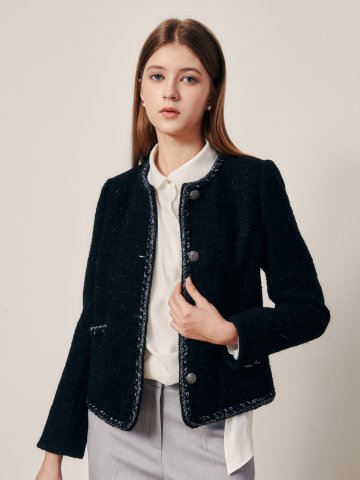 엣지 브레이드 트위드 재킷 