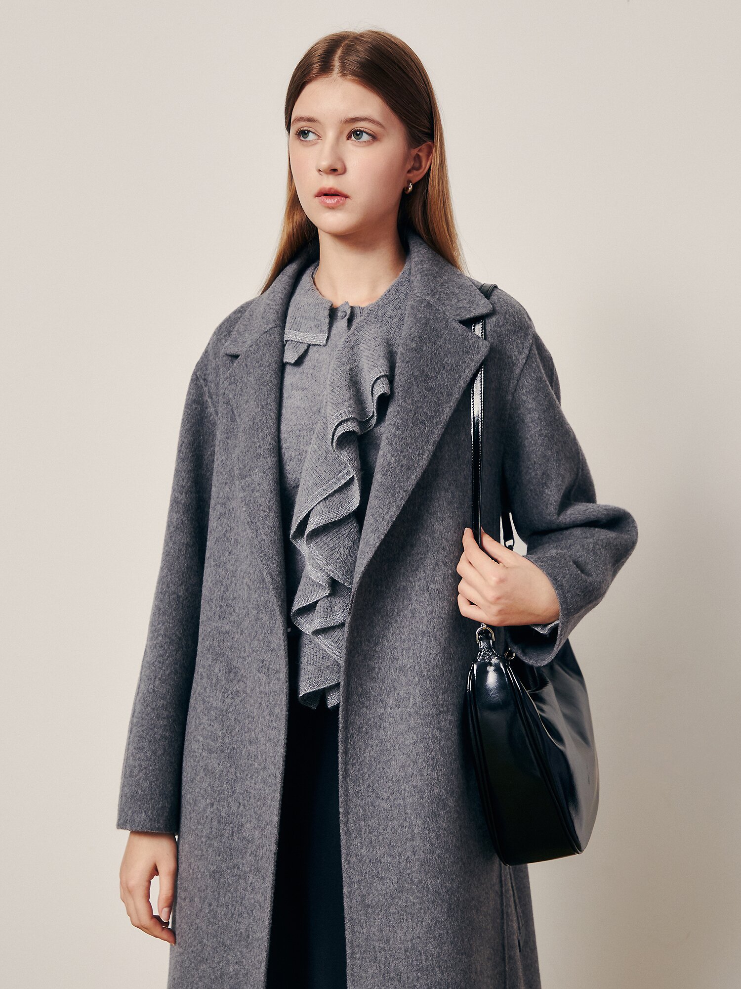 시그니처 실루엣 벨트 롱코트 (GREY)