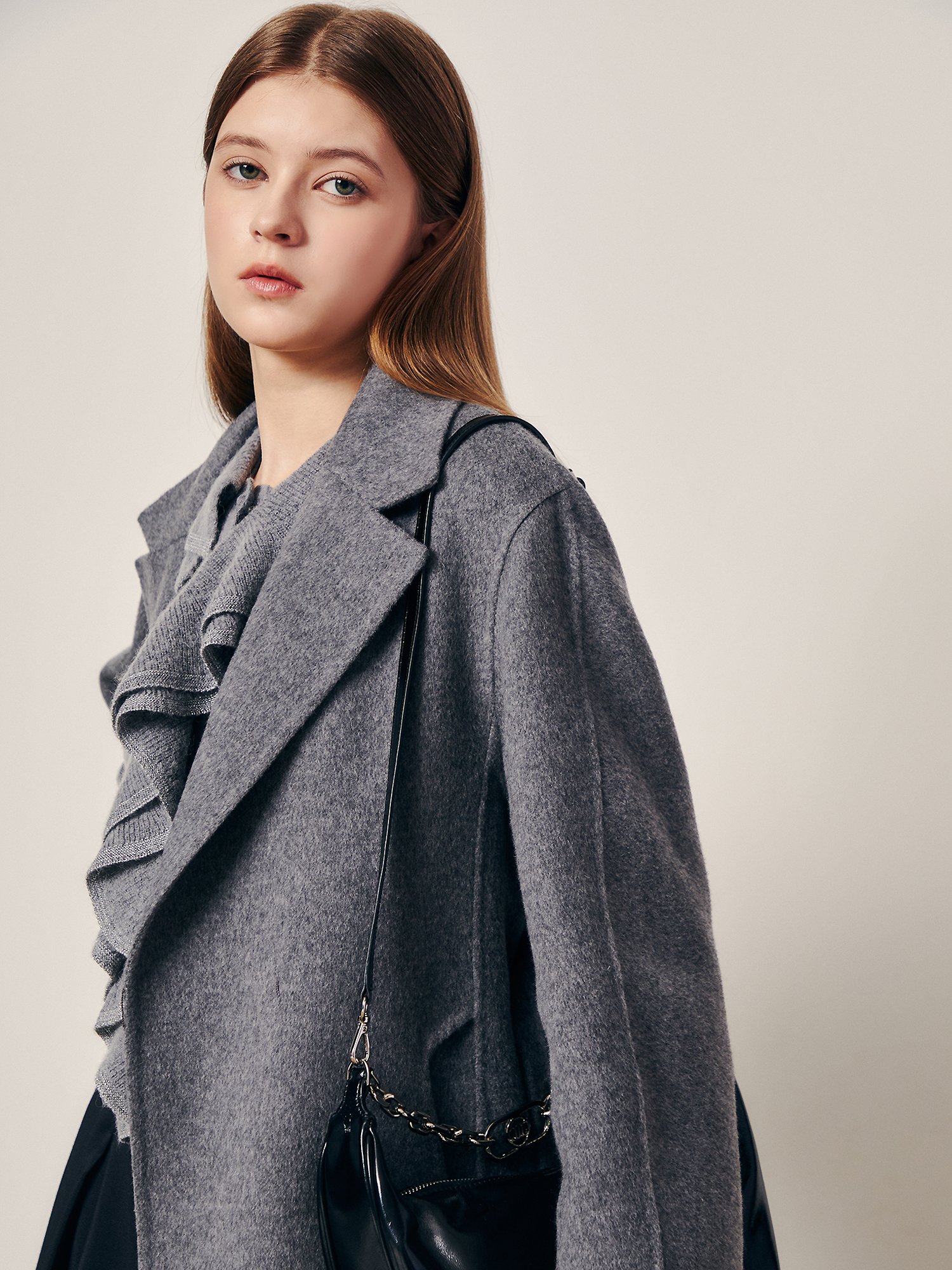 시그니처 실루엣 벨트 롱코트 (GREY)