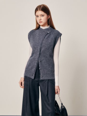 울 버튼업 니트 베스트 