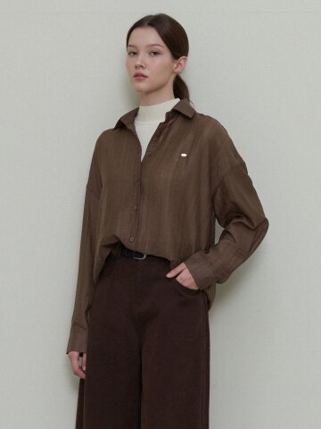 SEMI-SEE-THROUGH LOOSE FIT SHIRT-BR_BROWN