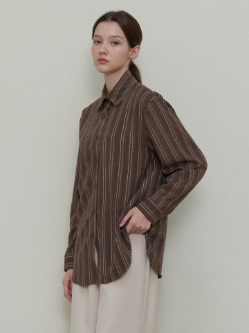 MIXED VERTICAL AUTUMN SHIRT_BROWN