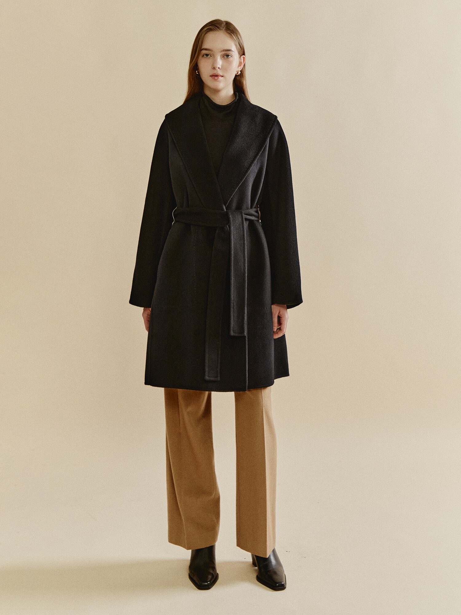 모노 라펠 코트 (BLACK)
