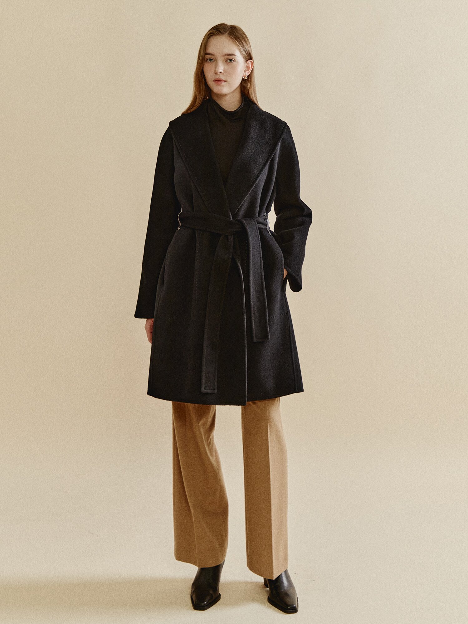 모노 라펠 코트 (BLACK)
