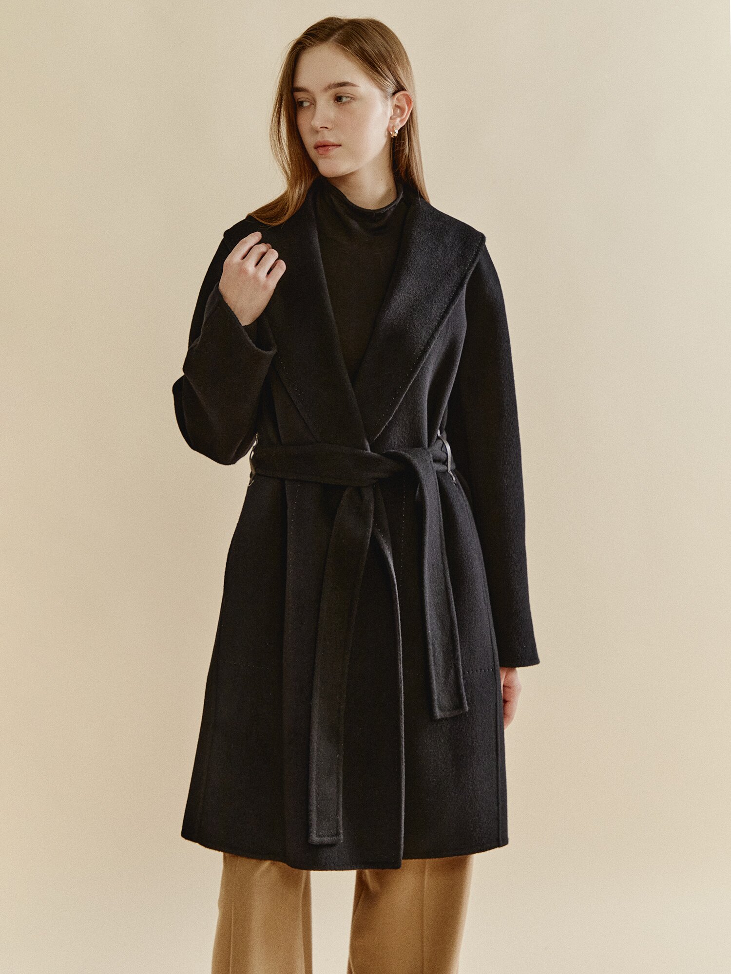 모노 라펠 코트 (BLACK)