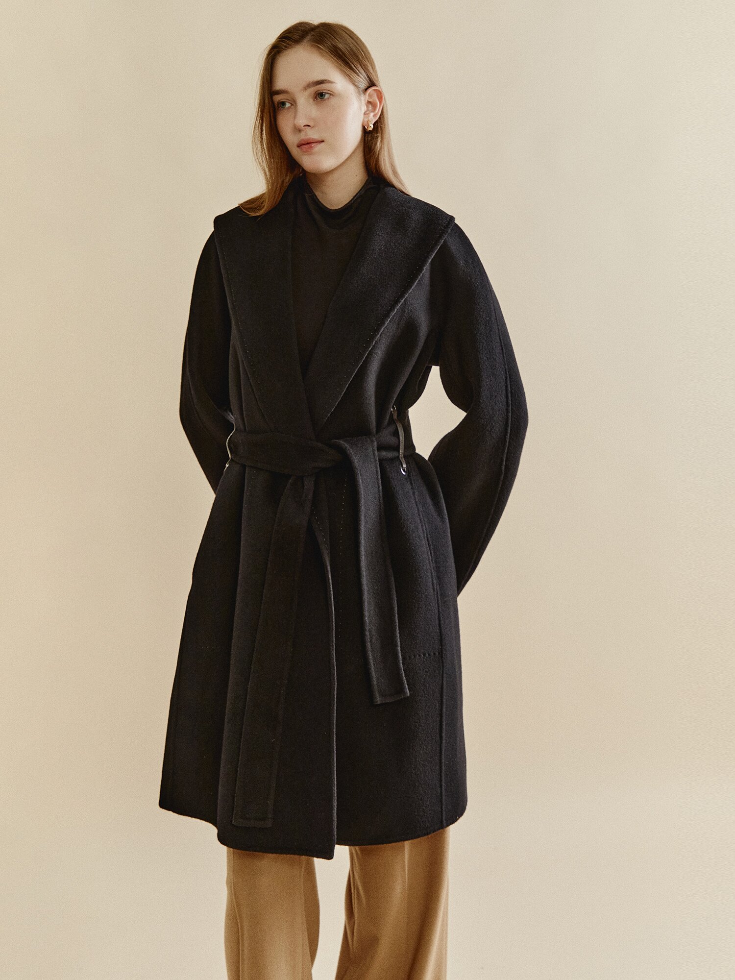모노 라펠 코트 (BLACK)