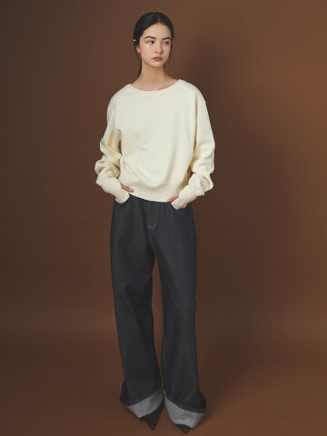 202510 WIDE DENIM PANTS - DEEP BLUE