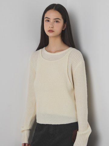 202510 VIA BUSTIER KNIT SET - IVORY