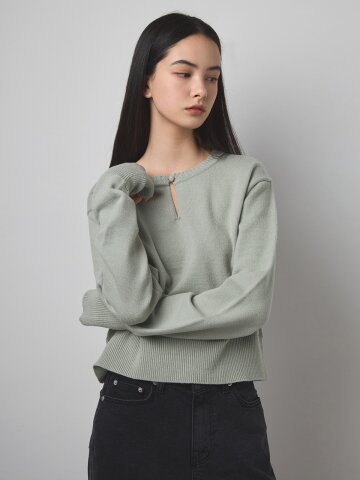 202510 BUTTON FINGER HOLE KNIT - MINT