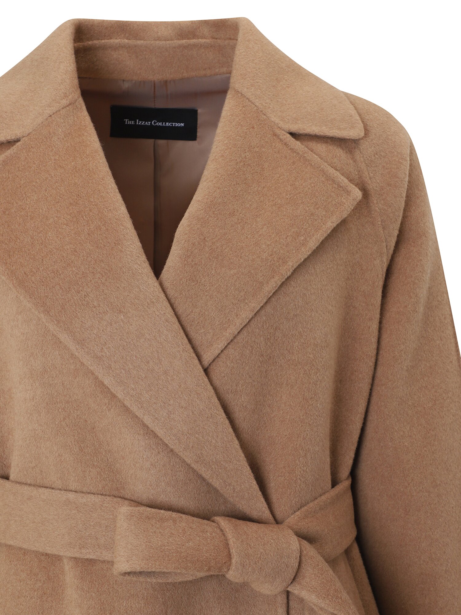 울 캐시미어 벨티드 더블 롱 코트 (CAMEL)