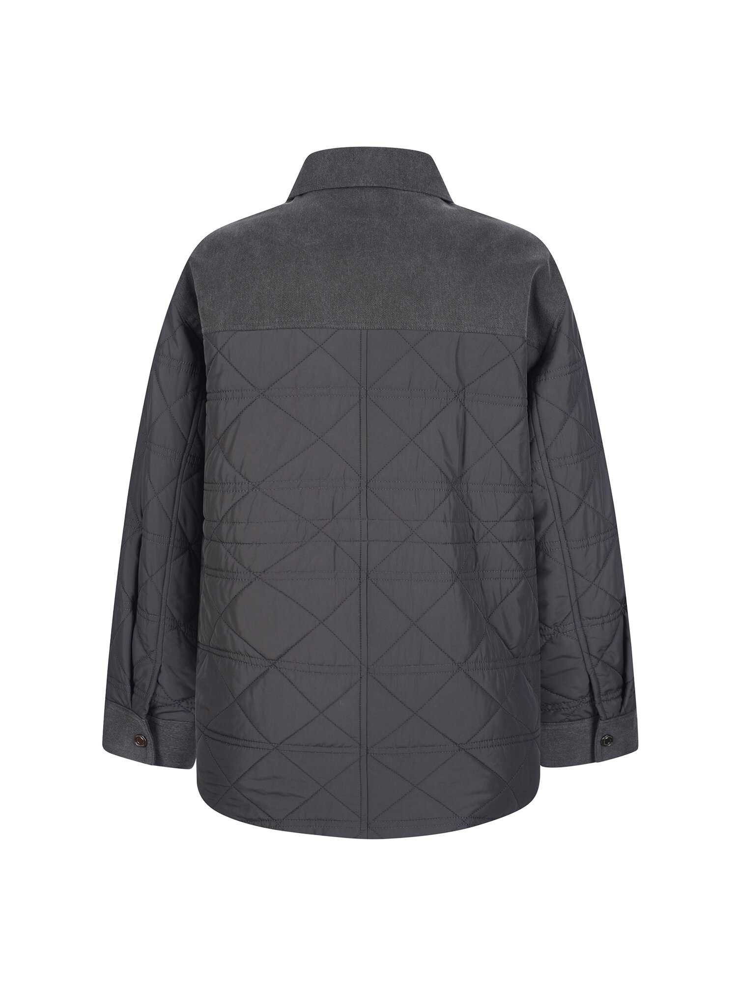 퀼팅 싱글 칼라 오버핏 셋업 재킷 (DARK GREY)