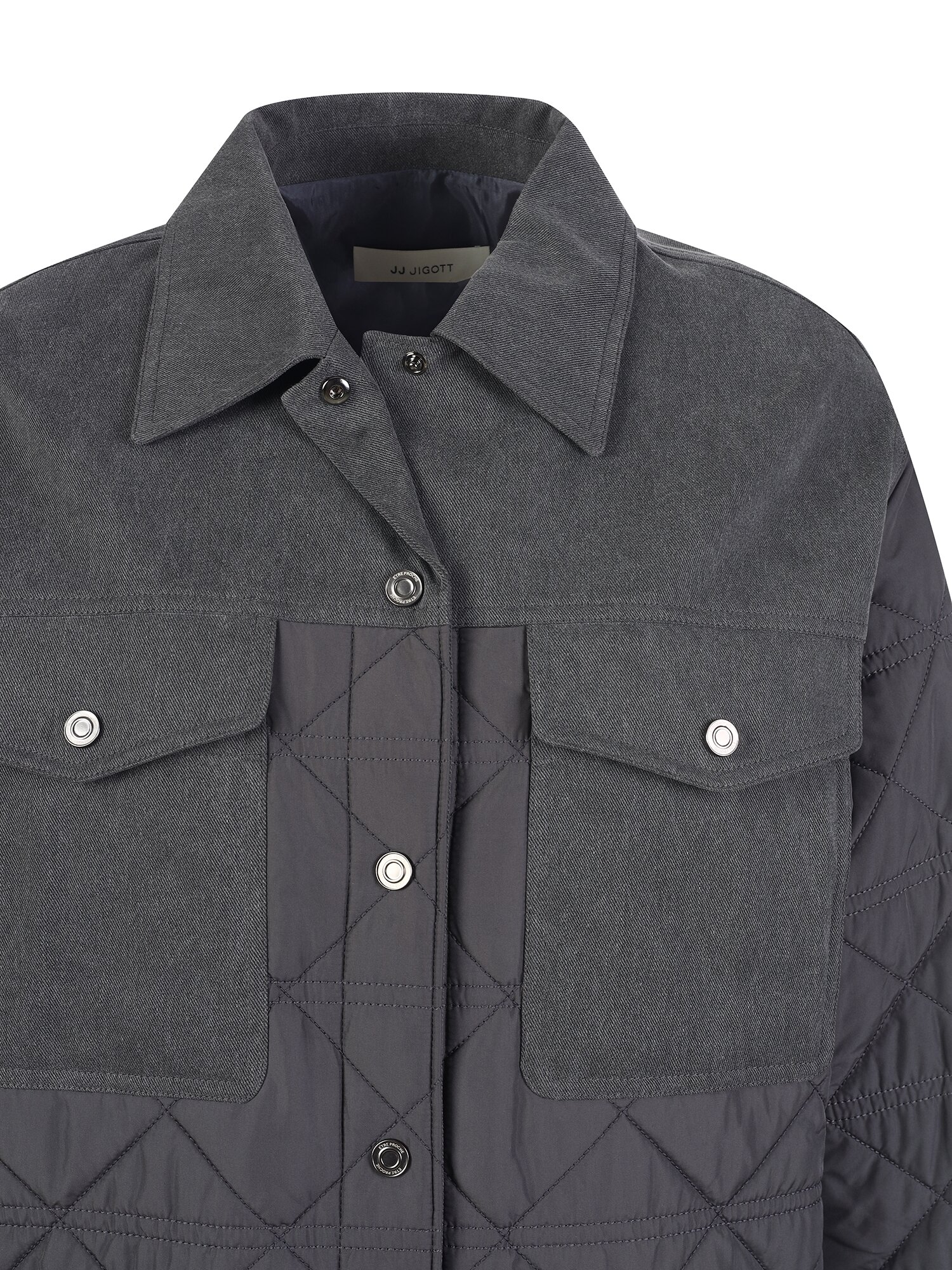 퀼팅 싱글 칼라 오버핏 셋업 재킷 (DARK GREY)