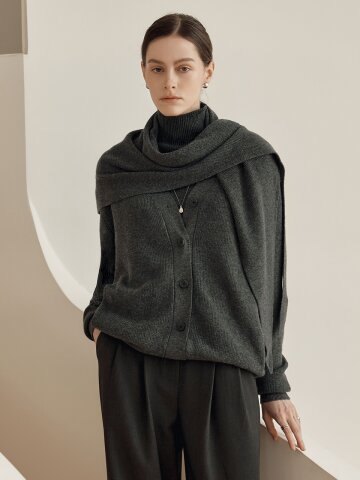 르제로 소프트 캐시미어 가디건 & 숄 세트 / 그레이

