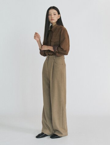 Soft Wool Wide Pants_BROWN