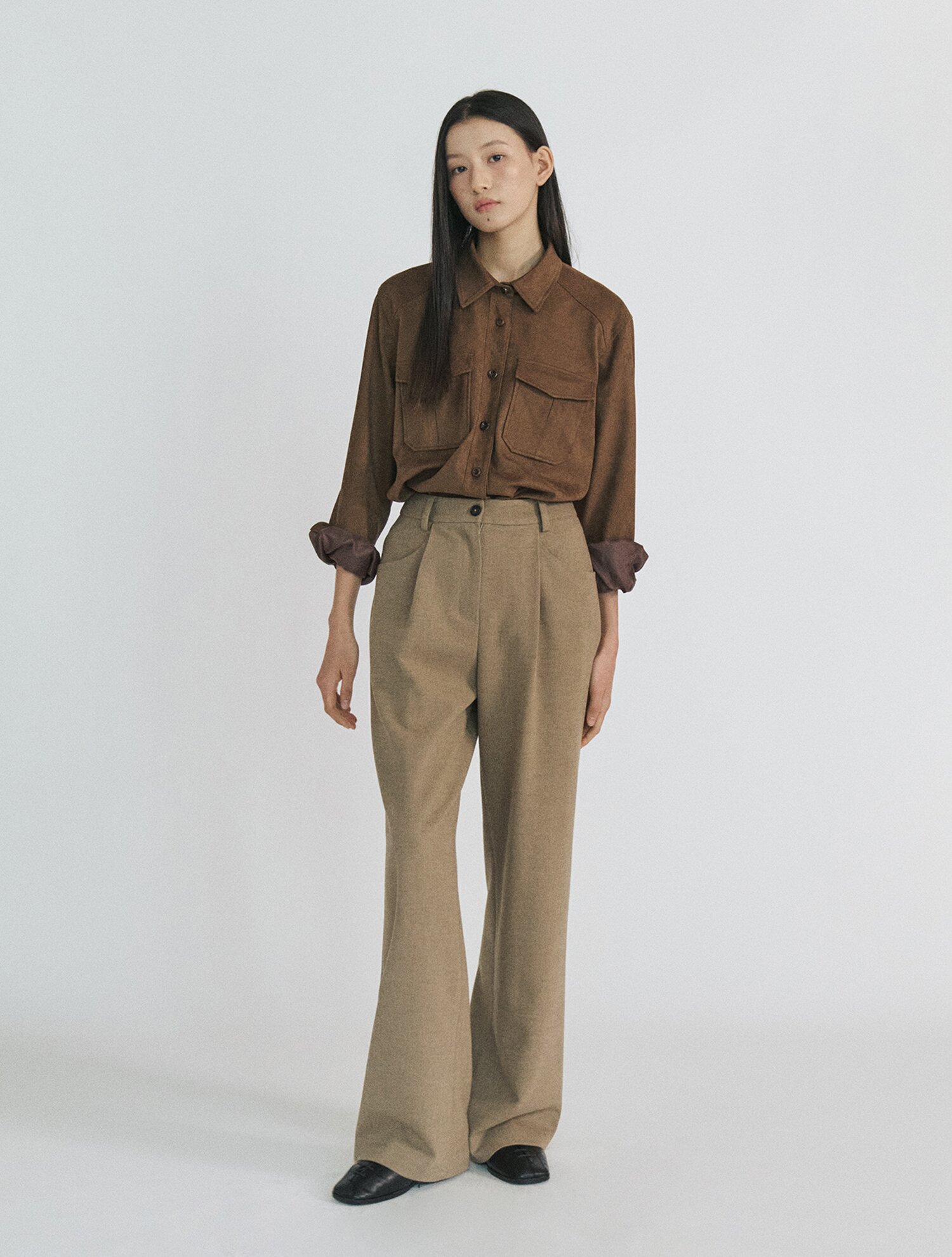Soft Wool Wide Pants_BROWN