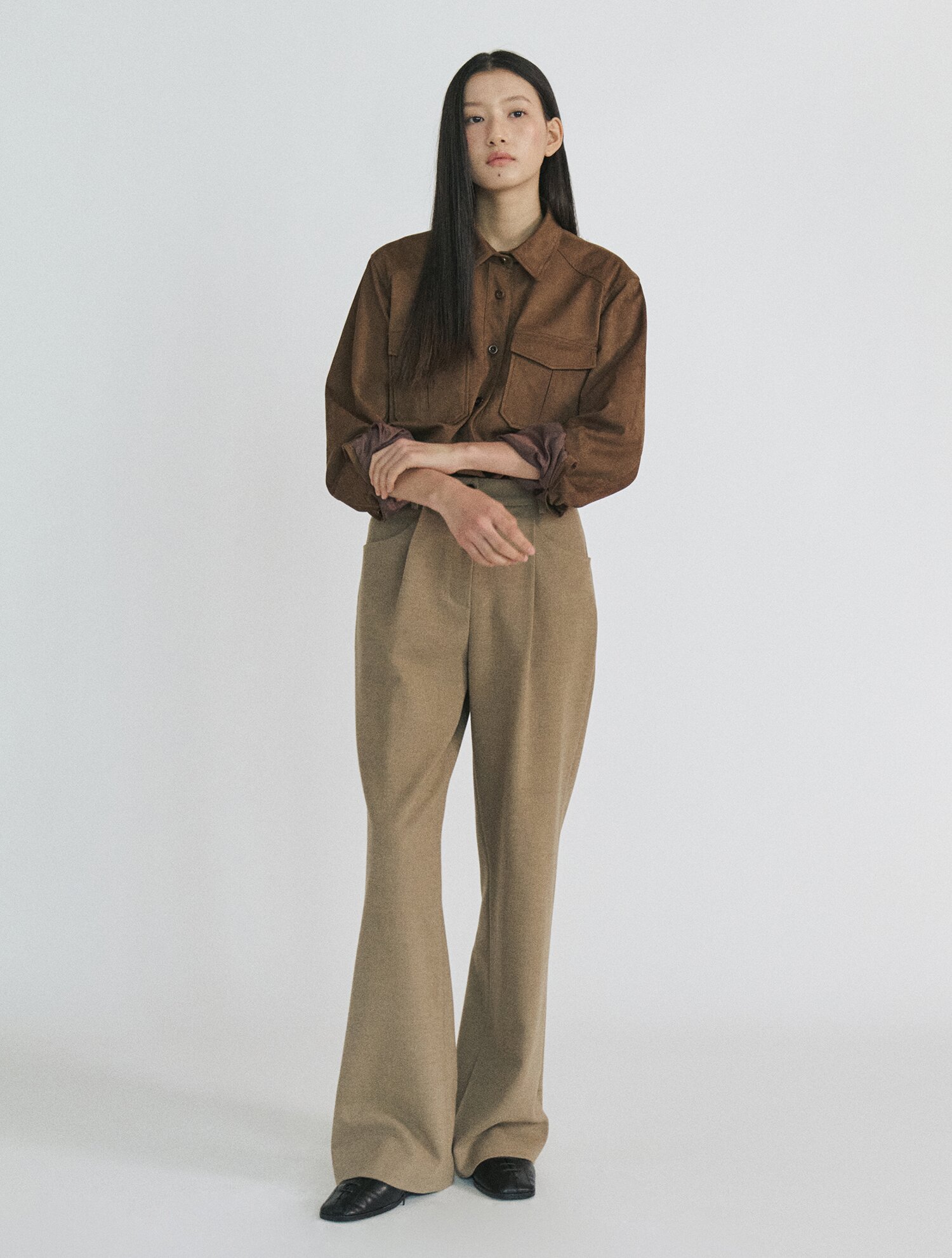 Soft Wool Wide Pants_BROWN